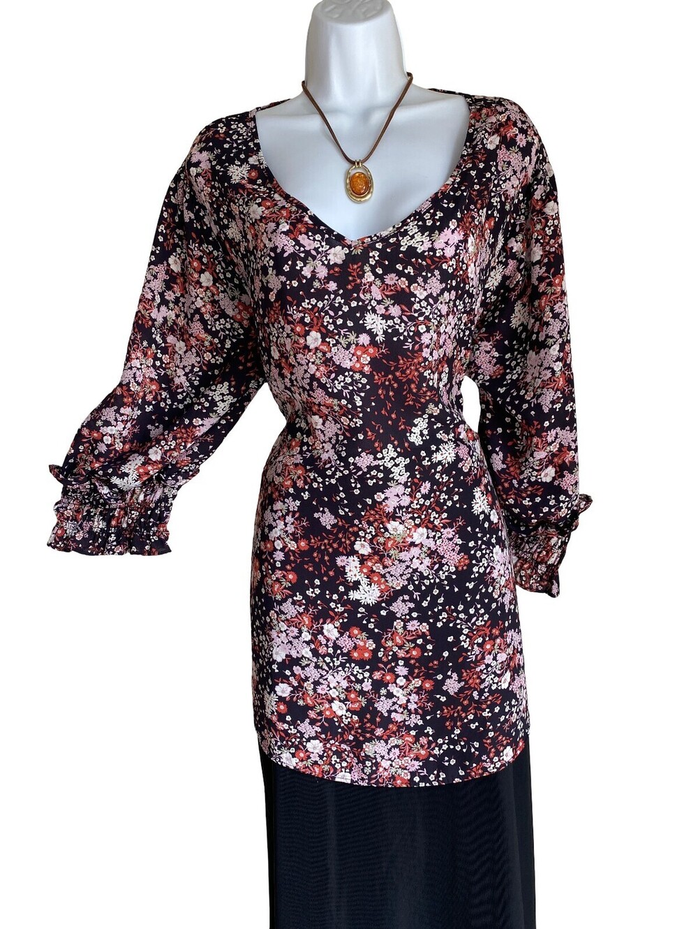 Y2K EST 1946 Plus 22/24 Floral Smocked Peasant Tunic Blouse Boho Cottagecore Top